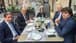 Photo: Le Drian, the French Ambassador, and the accompanying French delegation are having lunch at a café in downtown Beirut after the end of the first election session