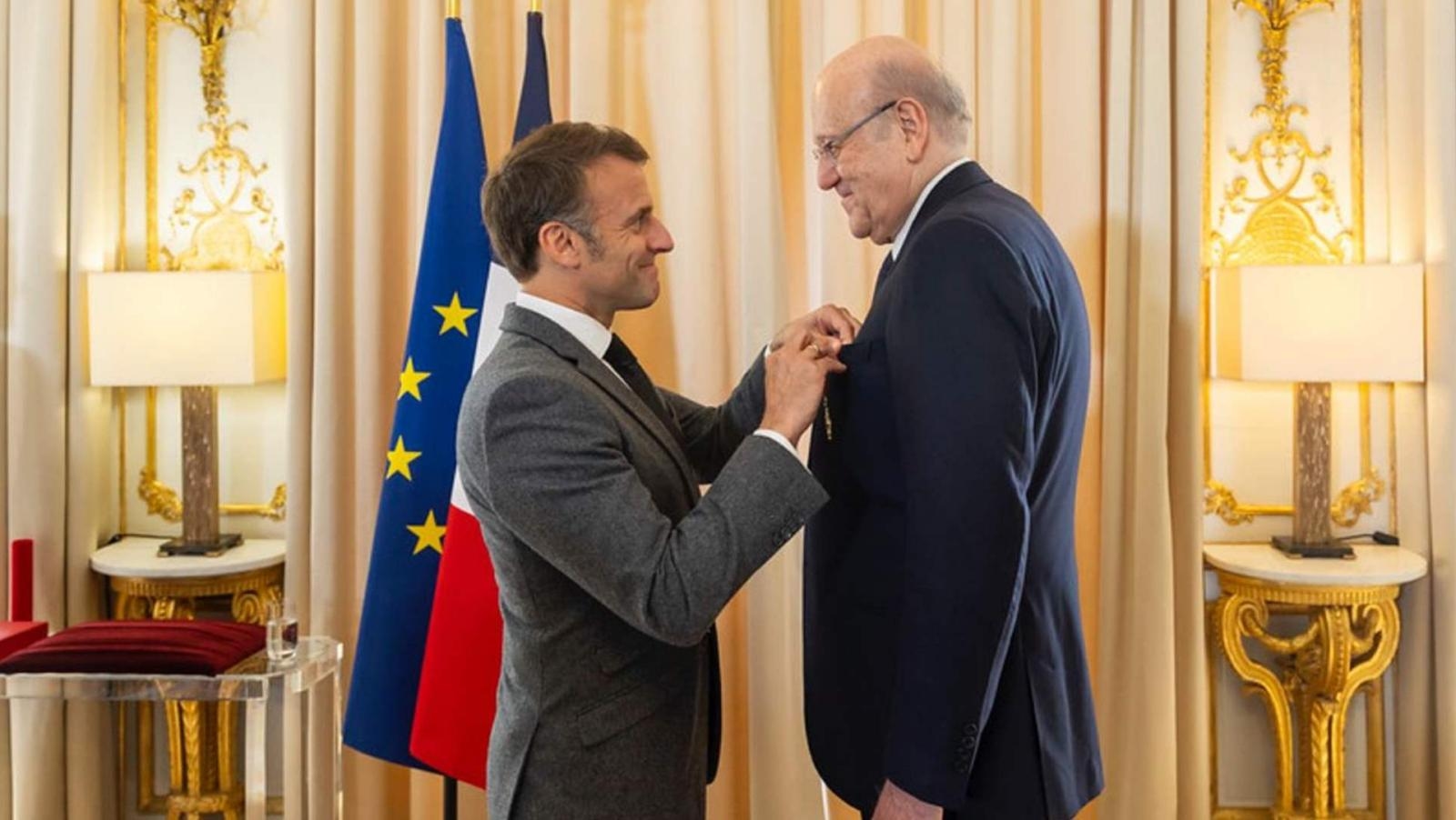 Macron awards Mikati the French Legion of Honor in tribute to Lebanon