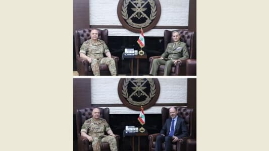 Army chief discusses south Lebanon developments with UNIFIL's Lazaro, UN's Blanchard
