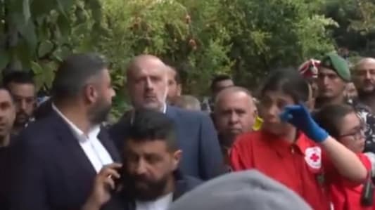 Interior Minister Bassam Mawlawi arrived at the Mansouriya building