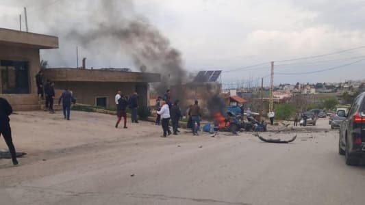 An Israeli enemy airstrike targeted a car in Souairi in West Bekaa, resulting in the injury of a Syrian who was driving a Rapid vehicle, and he was transported to the hospital in critical condition