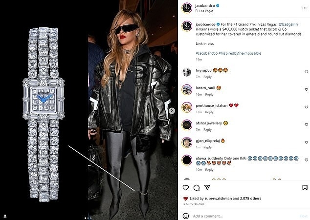 ريهانا تضع ساعة حول كاحلها مرصعة بالألماس والذهب