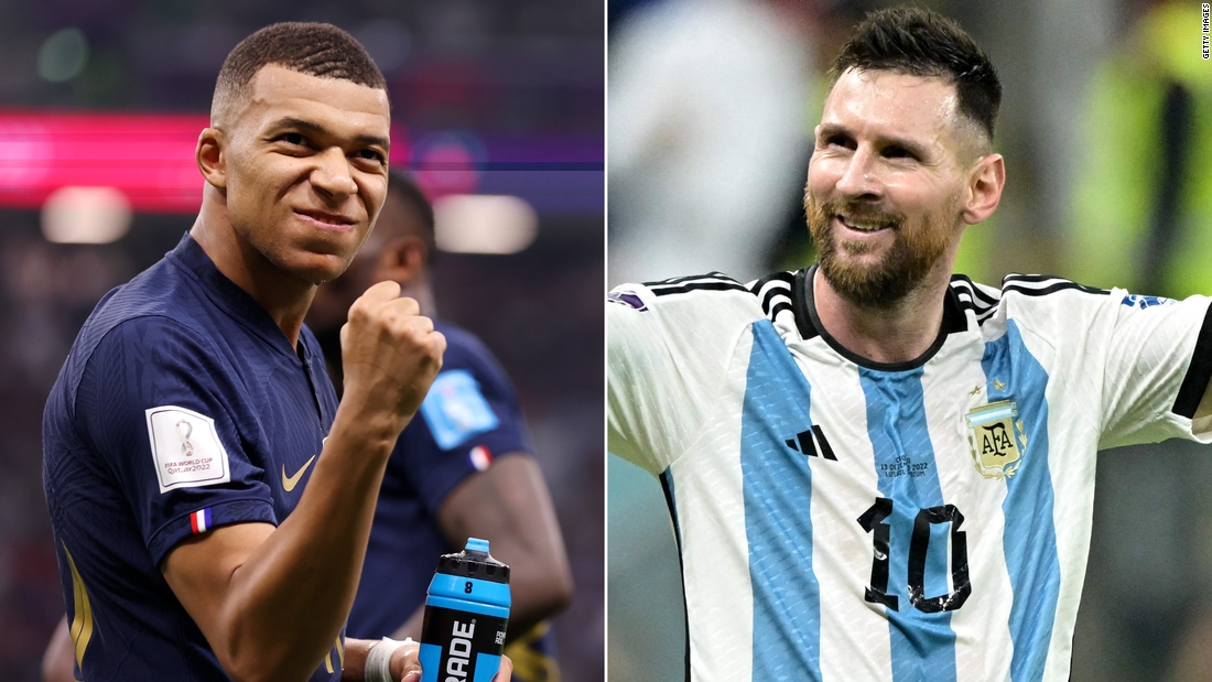 World Cup final between Argentina and France 2-2 after normal time, goes into extra-time