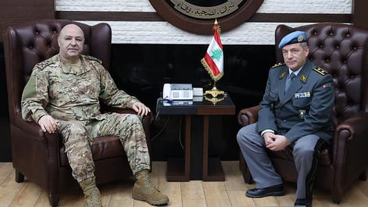 Army Commander discusses developments with UNTSO chief, Chehayeb