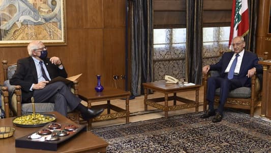 Berri, Borrell discuss prevailing Lebanese situation: Obstacles to government formation are purely internal