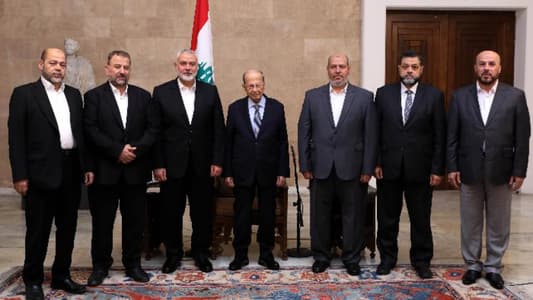President Aoun meets head of Hamas political bureau, affirms Palestinian right to establish independent state