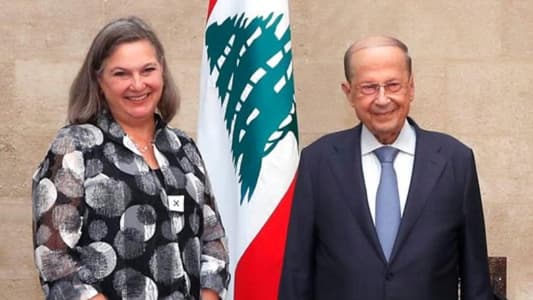 President Aoun meets Nuland: Lebanon willing to resume indirect negotiations with Israel to demarcate southern maritime borders