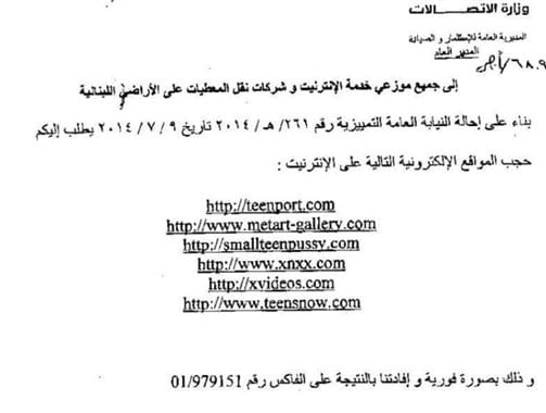 List of Porn Sites Blocked in Lebanon