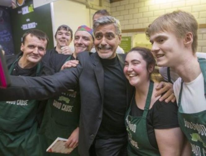 George Clooney Supports Homeless People During Visit to Edinburgh Cafe