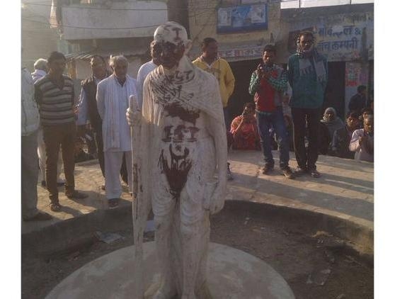 ISIS Terror Attack Threats Daubed on Mahatma Ghandi's Statue
