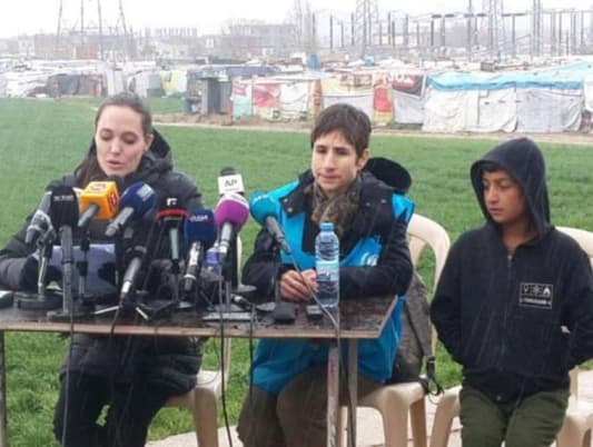 In muddy Bekaa Valley camp, Jolie urges support for Syria refugees