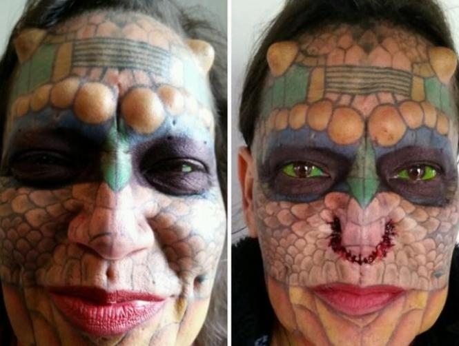Woman Gets Nose, Ears Removed to Look like a Dragon