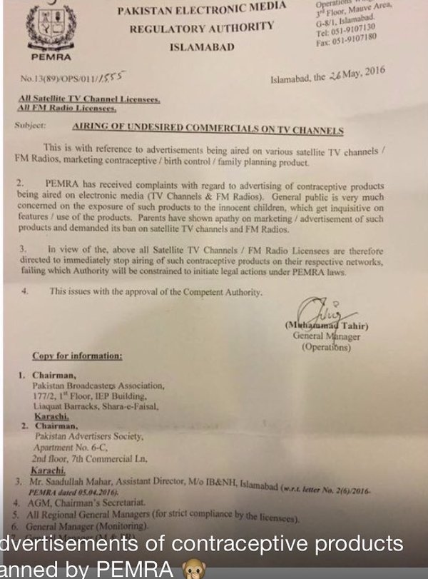 Pakistan Bans Birth Control Ads to Shield 'Innocent Children' from Sex 