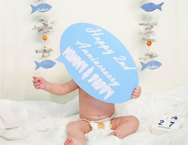 بالصورة: هكذا احتفلت ميريام بعيد زواجها