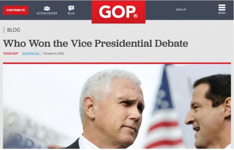 GOP Accidentally Declares Mike Pence Winner 2 Hours Before Debate Starts 
