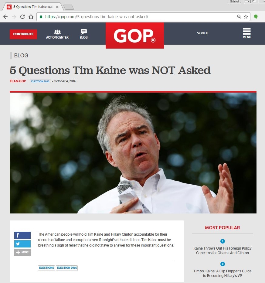 GOP Accidentally Declares Mike Pence Winner 2 Hours Before Debate Starts 