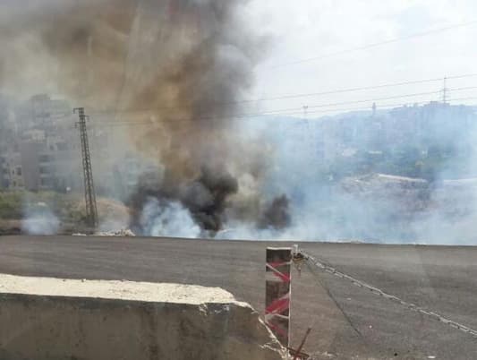 بالصور: حريق هائل في جادة نبيه بري