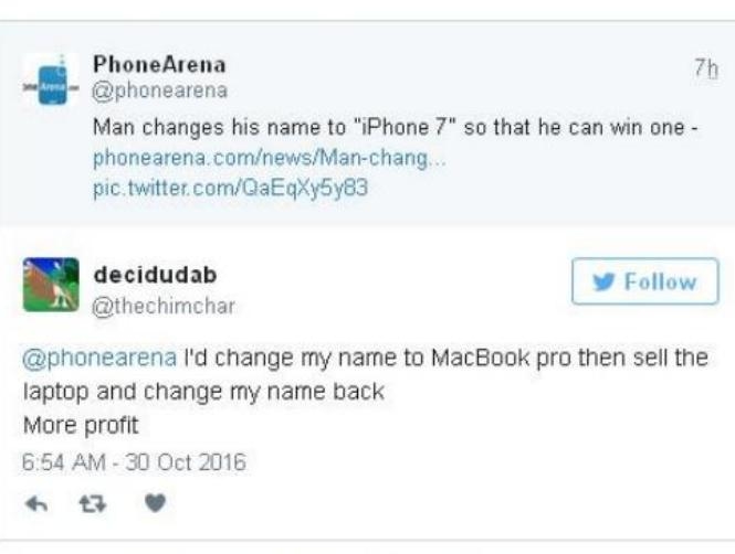 A Man Changes His Name to iPhone 7