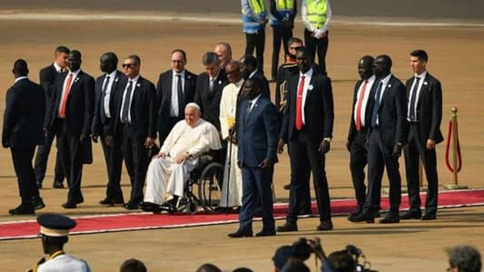 Pope Francis arrives in South Sudan for three-day trip