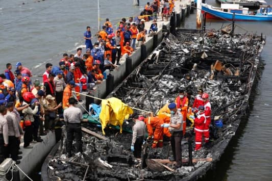 Five dead, around 100 rescued after fire on Indonesia tourist boat