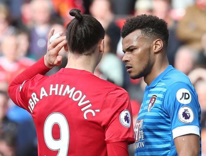 Zlatan Ibrahimovic Elbows Tyrone Mings after He Stamps on His Head
