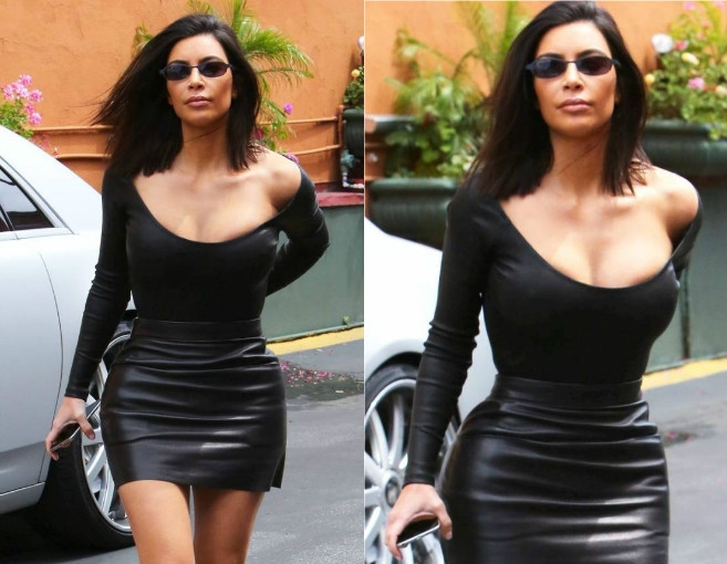 بالصورة: كيم بإطلالة مثيرة... من دون حمالة الصدر