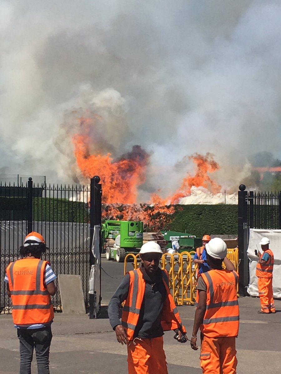 Photo: Firefighters Tackling Blaze on Practice Courts before Championships