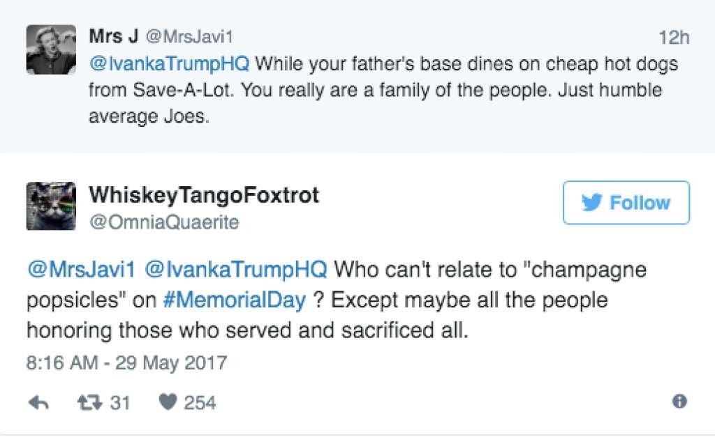 Photos: Ivanka Trump's 'Champagne Popsicles' Tweet on Memorial Day Gone Wrong 