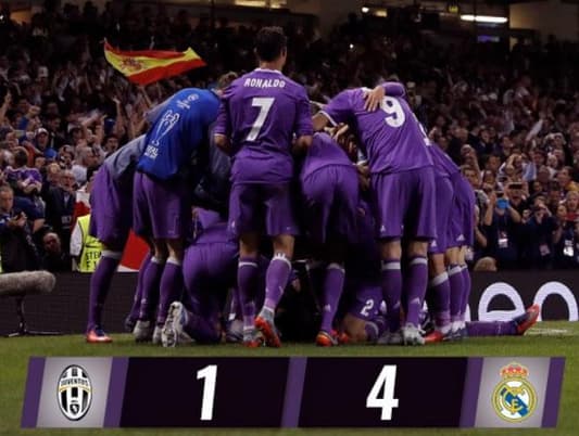 ريال مدريد يحتفظ بلقب دوري ابطال اوروبا بفوزه على يوفنتوس 4-1 في كارديف