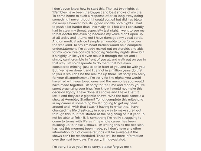 ‘Heartbroken’ Adele Cancels Two Final Shows in World Tour