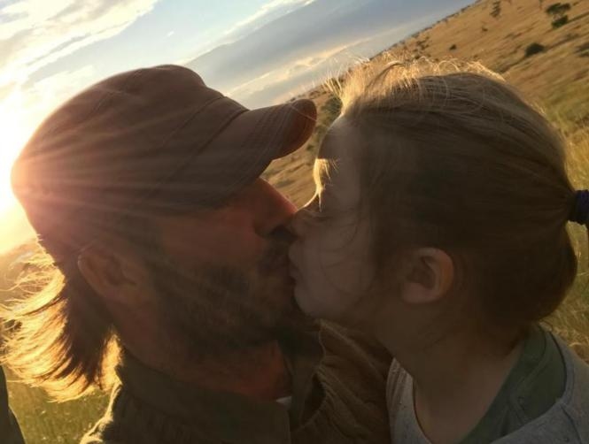 David Beckham Defends Kissing Daughter Harper, 5, on the Lips