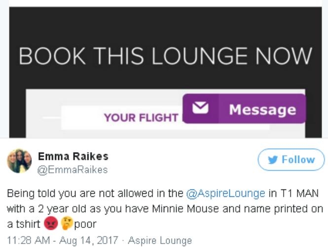 Airport Lounge Bans Family Wearing Minnie Mouse T-Shirts from Entering