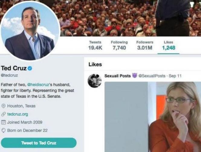 US Senator Ted Cruz 'Likes' Pornography Video on Twitter