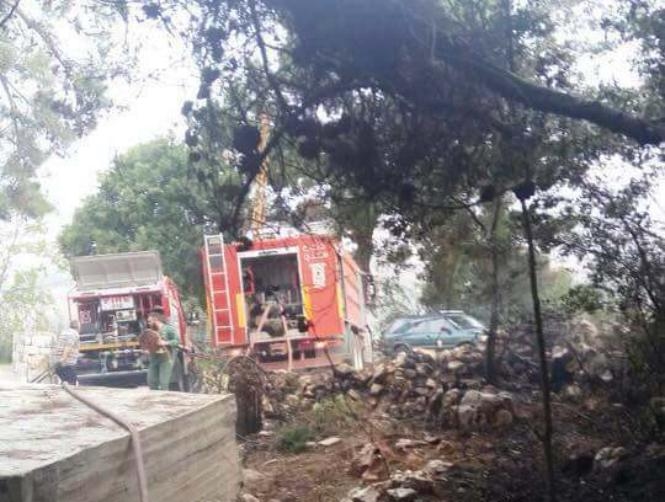 إخماد حريق أعشاب في المرادية