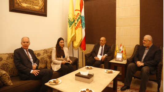 Raad meets Le Drian at bloc's headquarters in Haret Hreik