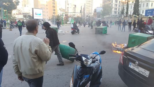 Watch: Amal Movement Supporters Block Roads, Burn Tires in Beirut 