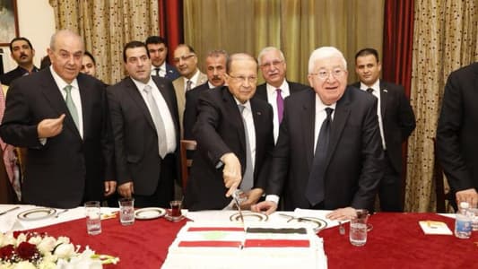 Photo: Iraqi President surprises President Aoun for his birthday