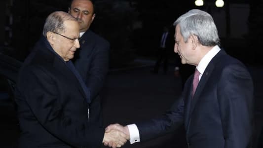 Aoun winds up official visit to Armenia, hails bilateral ties