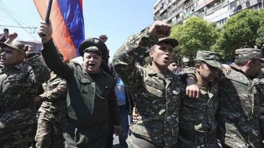 Group of soldiers joins anti-government protests in Armenia