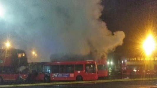 حريق في موقف للحافلات 