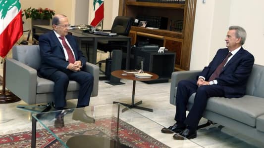 الرئيس عون عرض مع حاكم مصرف لبنان رياض سلامة للأوضاع المالية في البلاد
