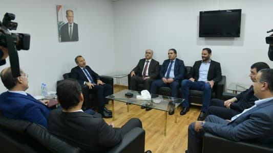 Bassil meets with ‘Democratic Gathering’ delegation which stresses commitment to Lebanon’s ‘resurrection’