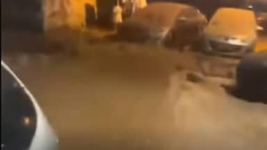 بالفيديو: أضرار نتيجة سقوط شظايا صاروخ عنقودي