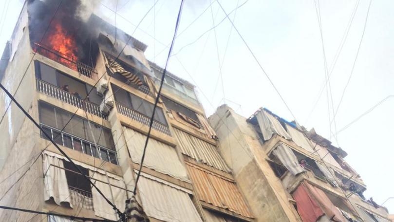 حريق في الطابق السابع لمبنى سكنيّ في الطريق الجديدة