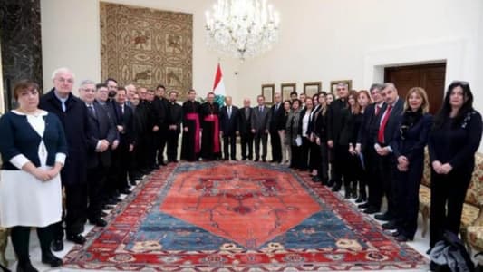 Aoun welcomes Apostolic Nuncio, World Christian Press delegation