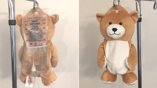 Young Girl Afraid of IVs. Invents Teddy Bear to Disguise Them