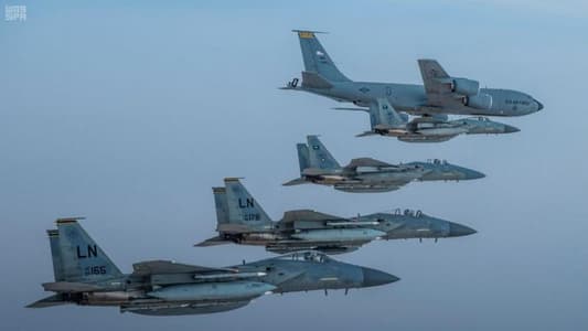 ‏وزارة الدفاع السعودية تنشر صوراً لتحليق مشترك لمقاتلات سعودية أميركية من نوع F15 C فوق الخليج