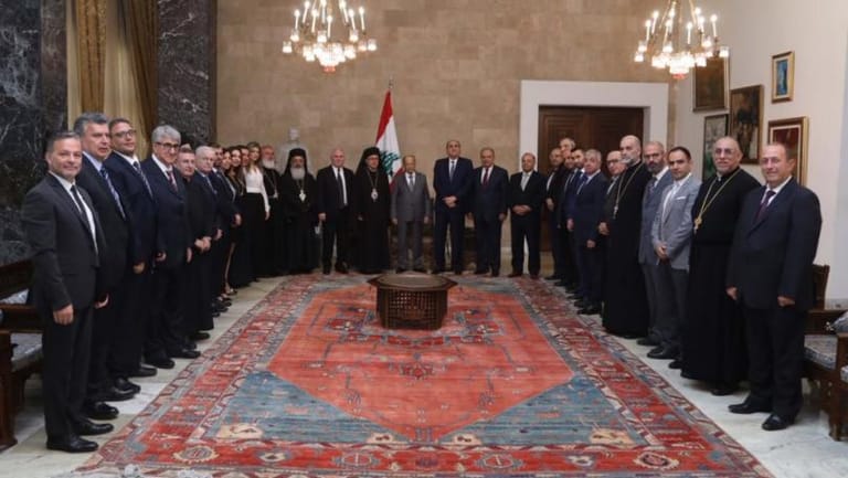 Aoun meets Archbishop Darwish, Ambassador Baddoura