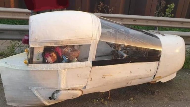 Police Stop Man Driving Homemade Balsa Wood Car on Busy Motorway