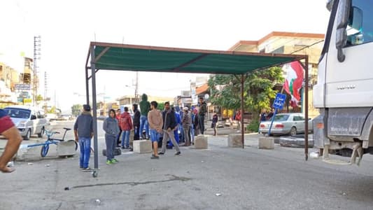 Photo: Protesters block the Kousha-Akkar road towards Kobayat